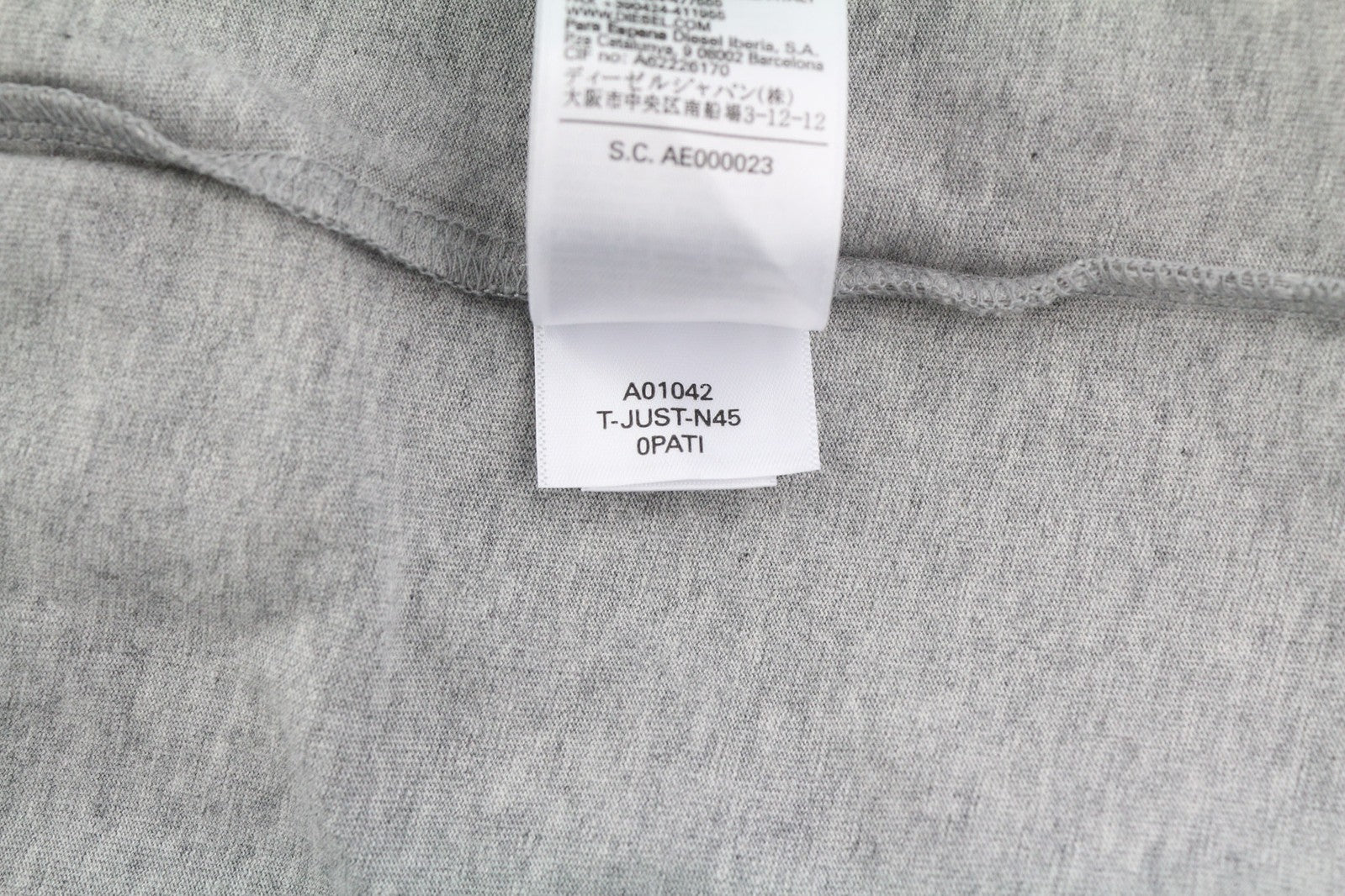 DIESEL T-Just-N45 Men T-Shirt M Short Sleeve Crew Collar Melange Grey Casual