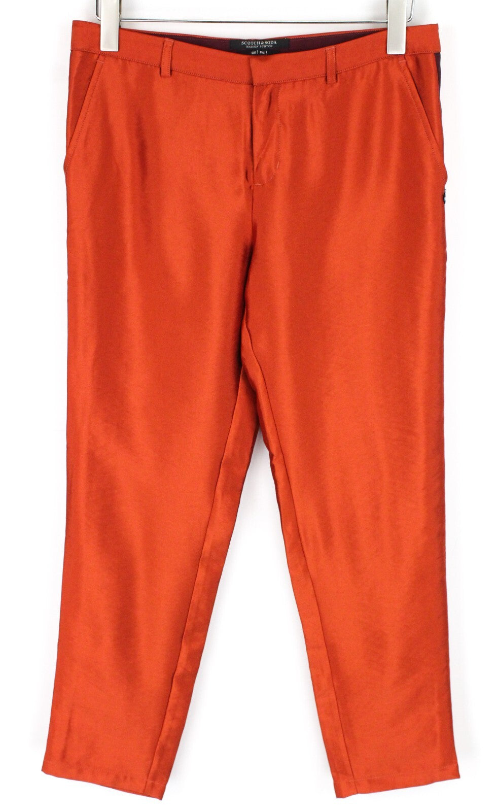 MAISON SCOTCH Women Trousers S Orange Cropped Casual Classic with Side Stripe