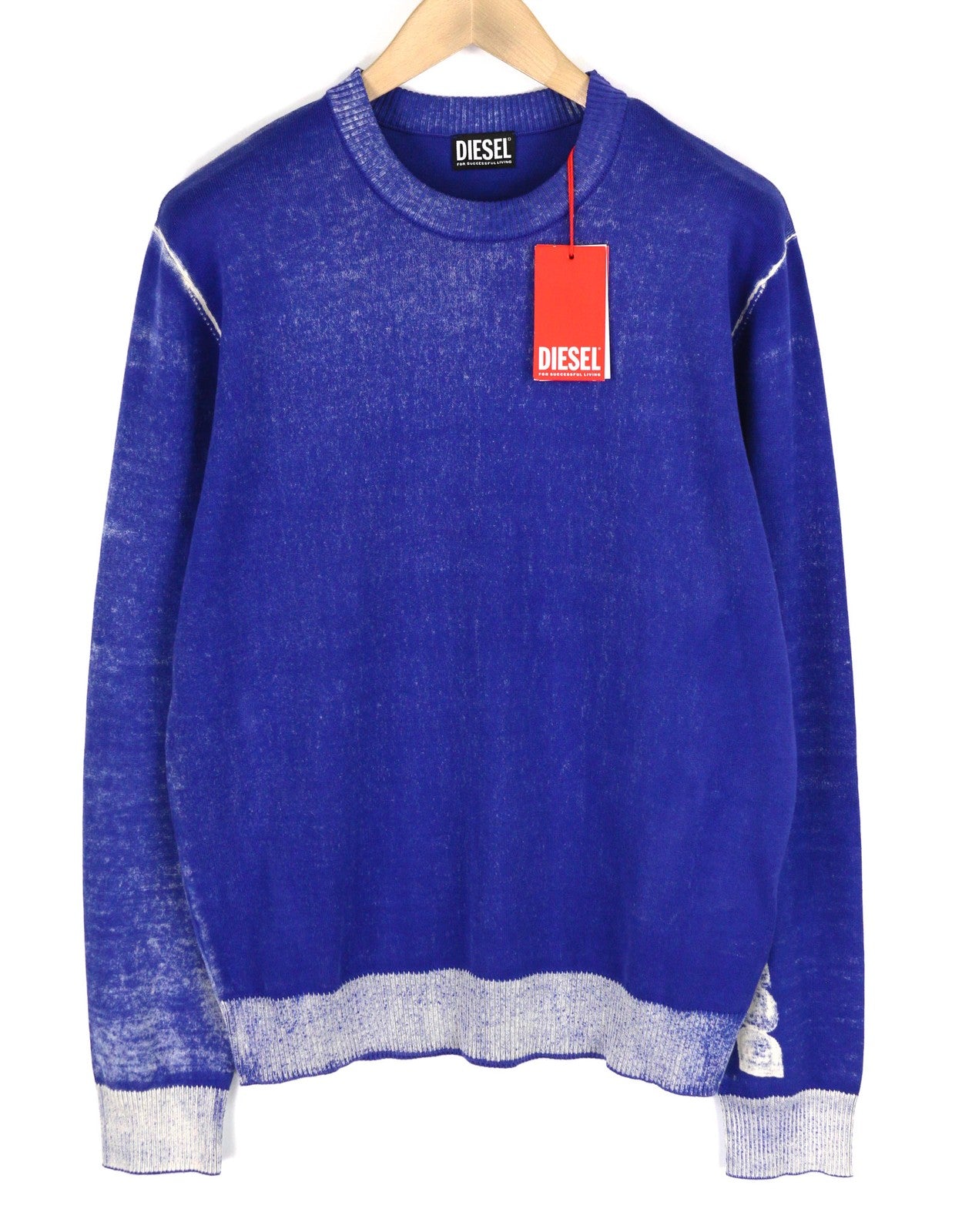 DIESEL K-Larence Mens Jumper M Washed Blue Pullover Crew Neck RRP€225
