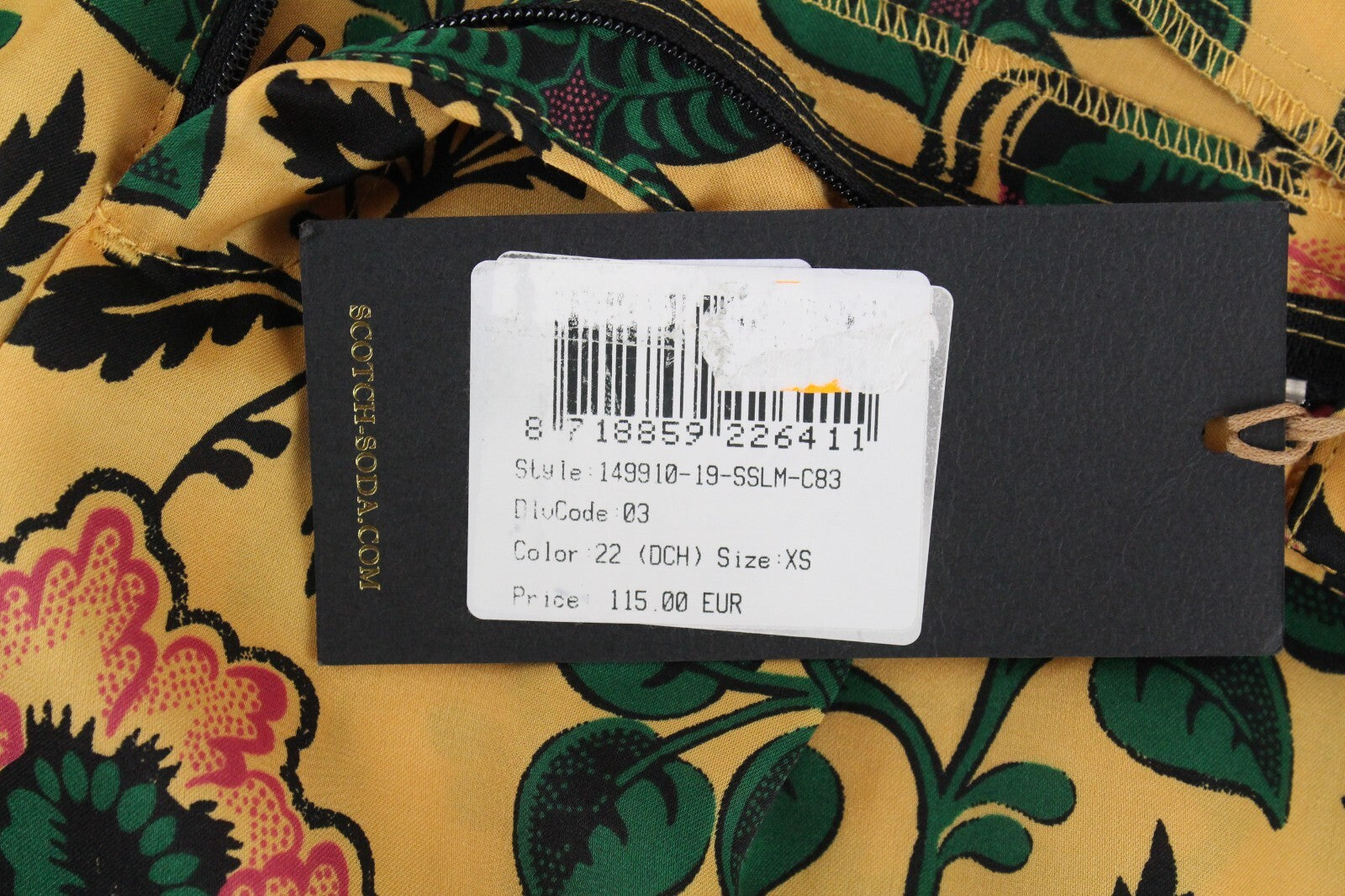 MAISON SCOTCH XS Women Trousers Yellow Floral Pleated Lightweight Cotton