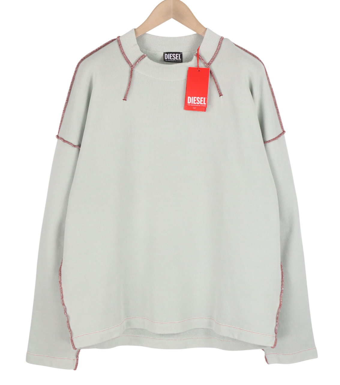 DIESEL S-Molock Mens Sweatshirt M Light Grey Pullover Oversizedd RRP€195