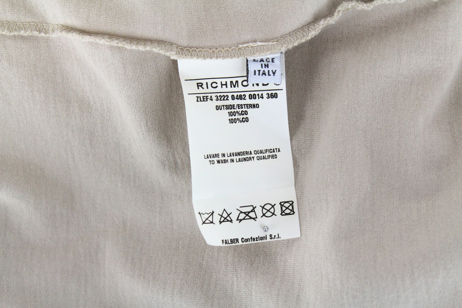 RICHMOND Men's T-Shirt L Beige Pure Cotton Short Sleeved Logo Collared Polo