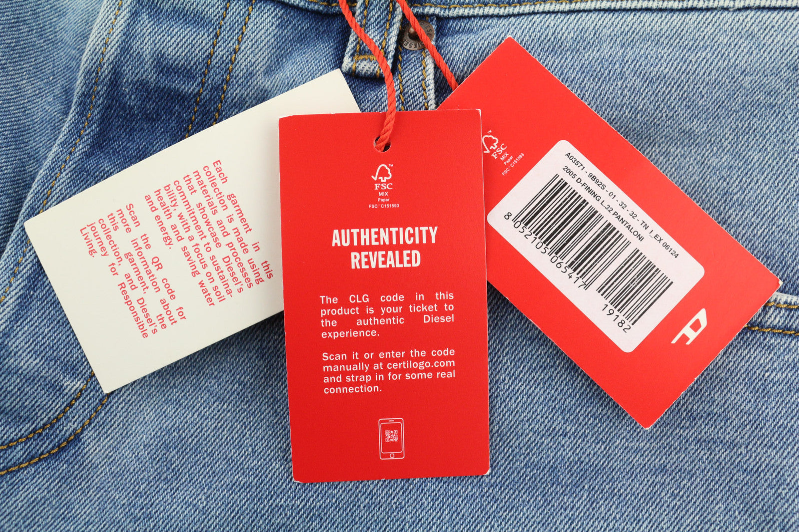 DIESEL 2005 D-Fining 9B92S Men Jeans W32/L32 Regular Mid Waist Tapered RRP€160