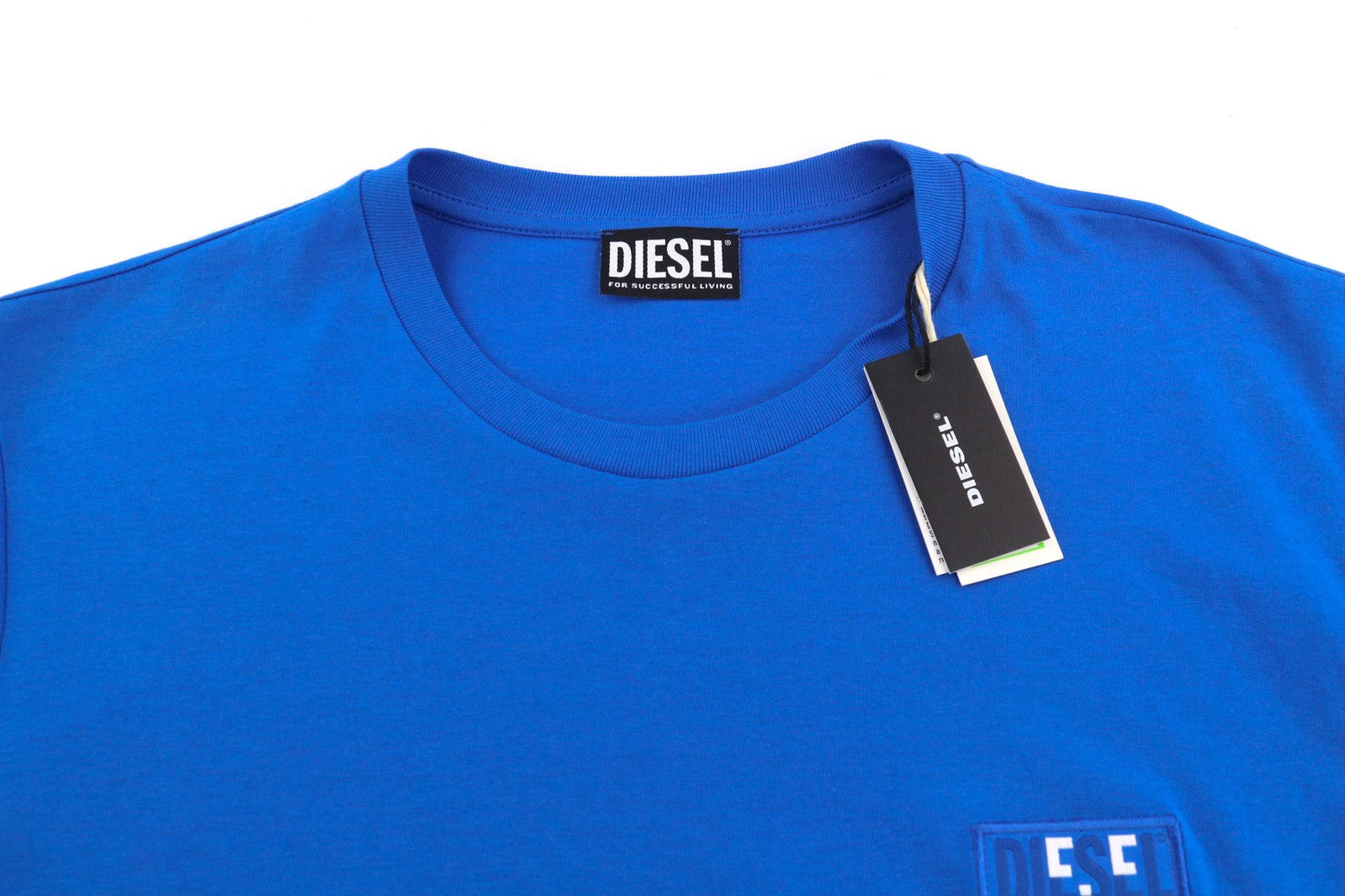 DIESEL T-Diegos-E2 Men T-Shirt L Short Sleeve Crew Neck Tricot Logo Casual Blue
