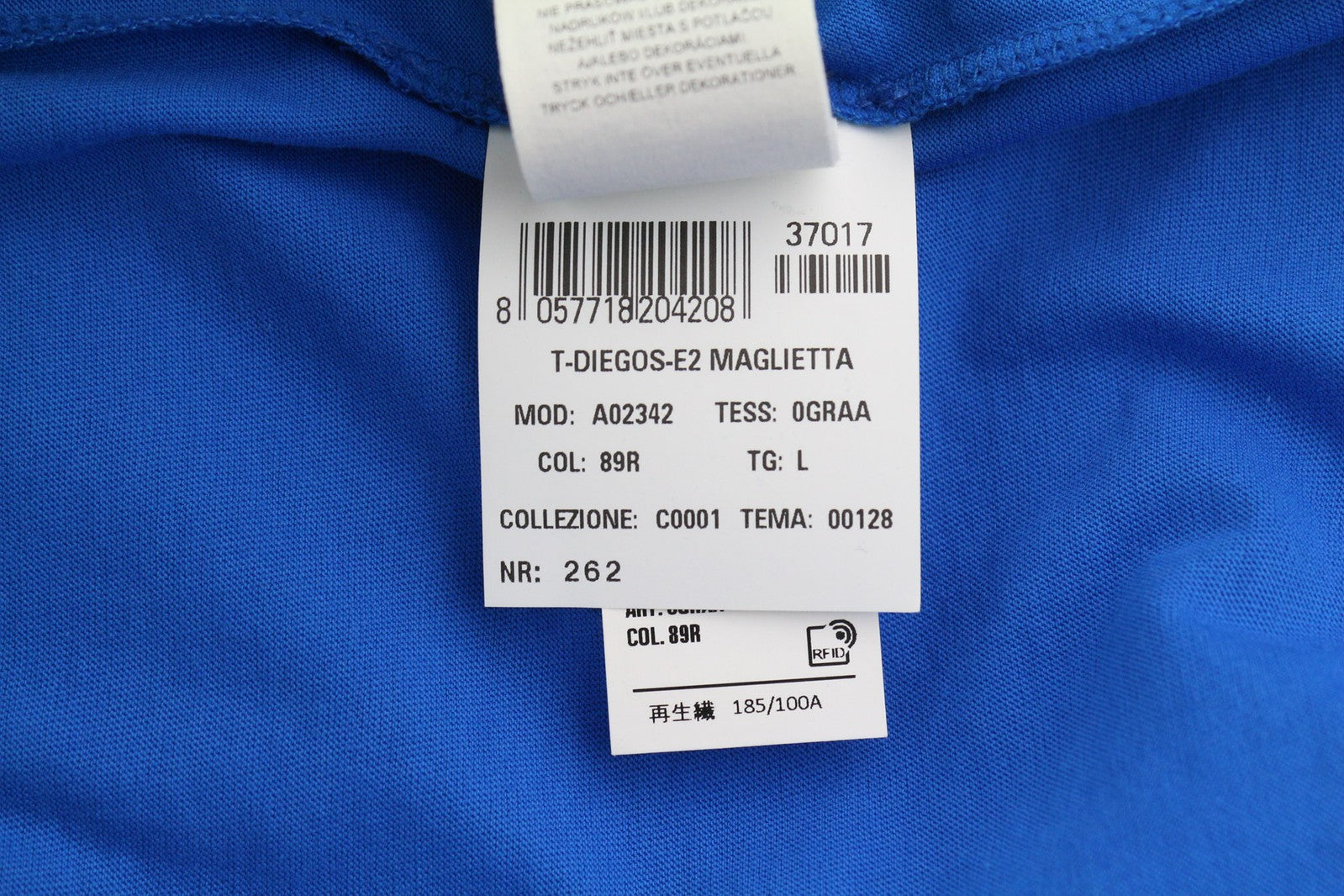 DIESEL T-Diegos-E2 Men T-Shirt L Short Sleeve Crew Neck Tricot Logo Casual Blue