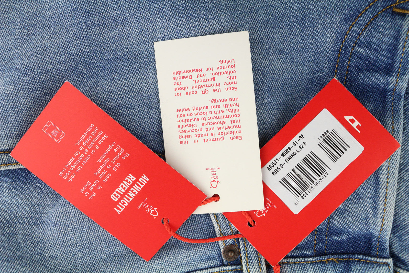 DIESEL 2005 D-Fining 9B92S Men Jeans W32/L32 Regular Mid Waist Tapered RRP160