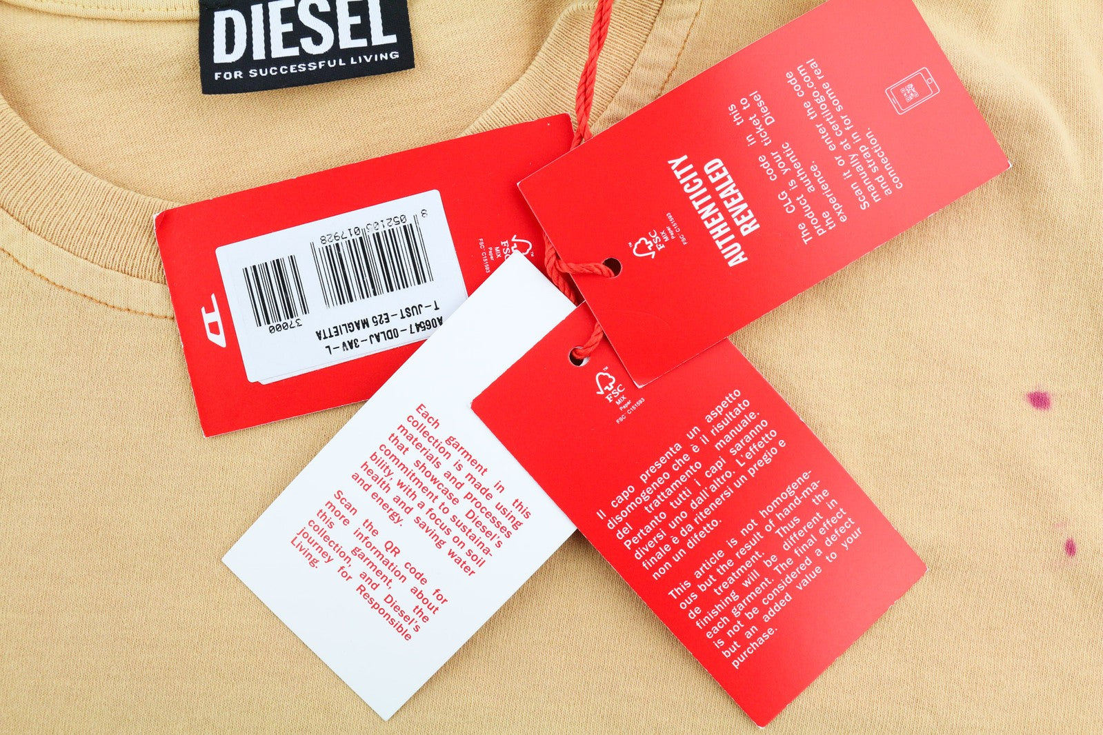 DIESEL T-Just-E25 Men T-Shirt L Short Sleeve Crew Neck Tricot Logo Light RRP€110