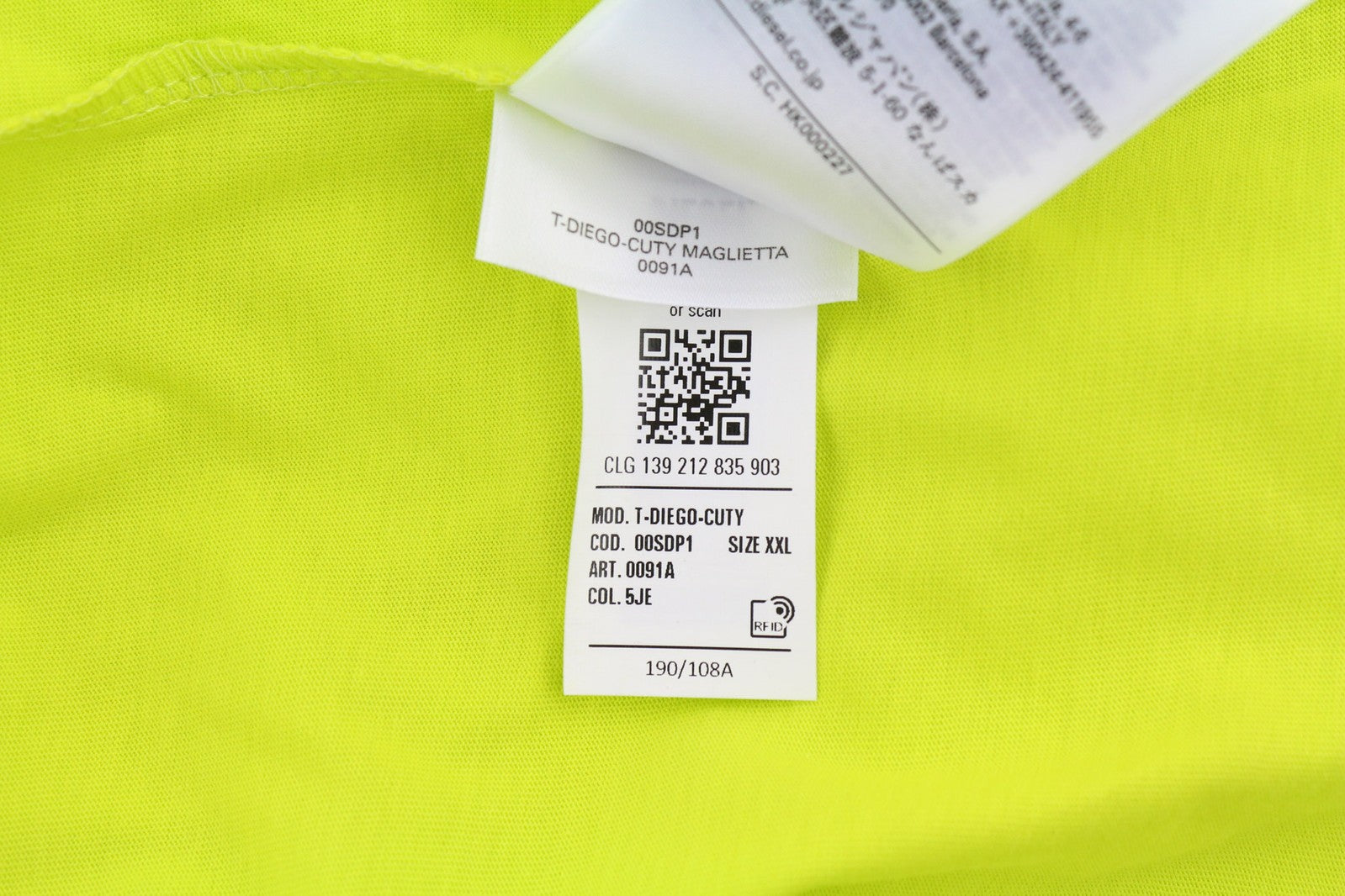 DIESEL T-Diego-Cuty Men T-Shirt 2XL Short Sleeve Crew Neck Tricot Logo Casual