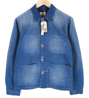 NUDIE Paul Mens Jacket S Worker Oden Blue Washed Buttoned Denim