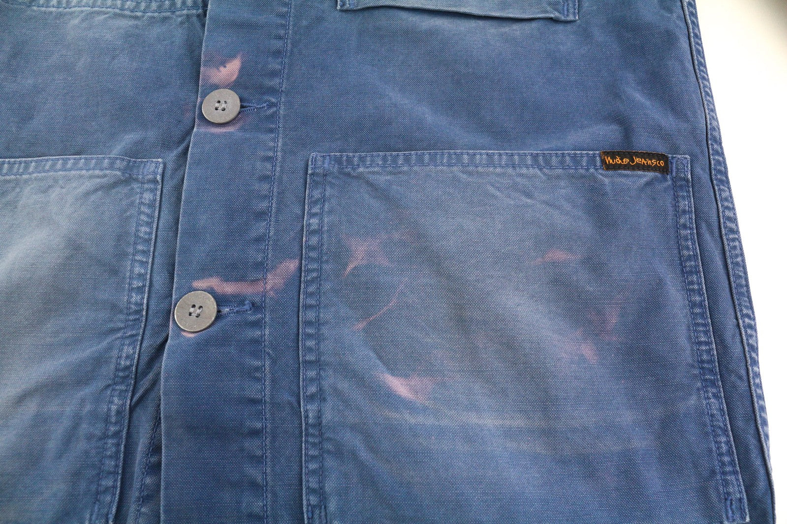 NUDIE Paul Mens Jacket S Worker Oden Blue Washed Buttoned Denim