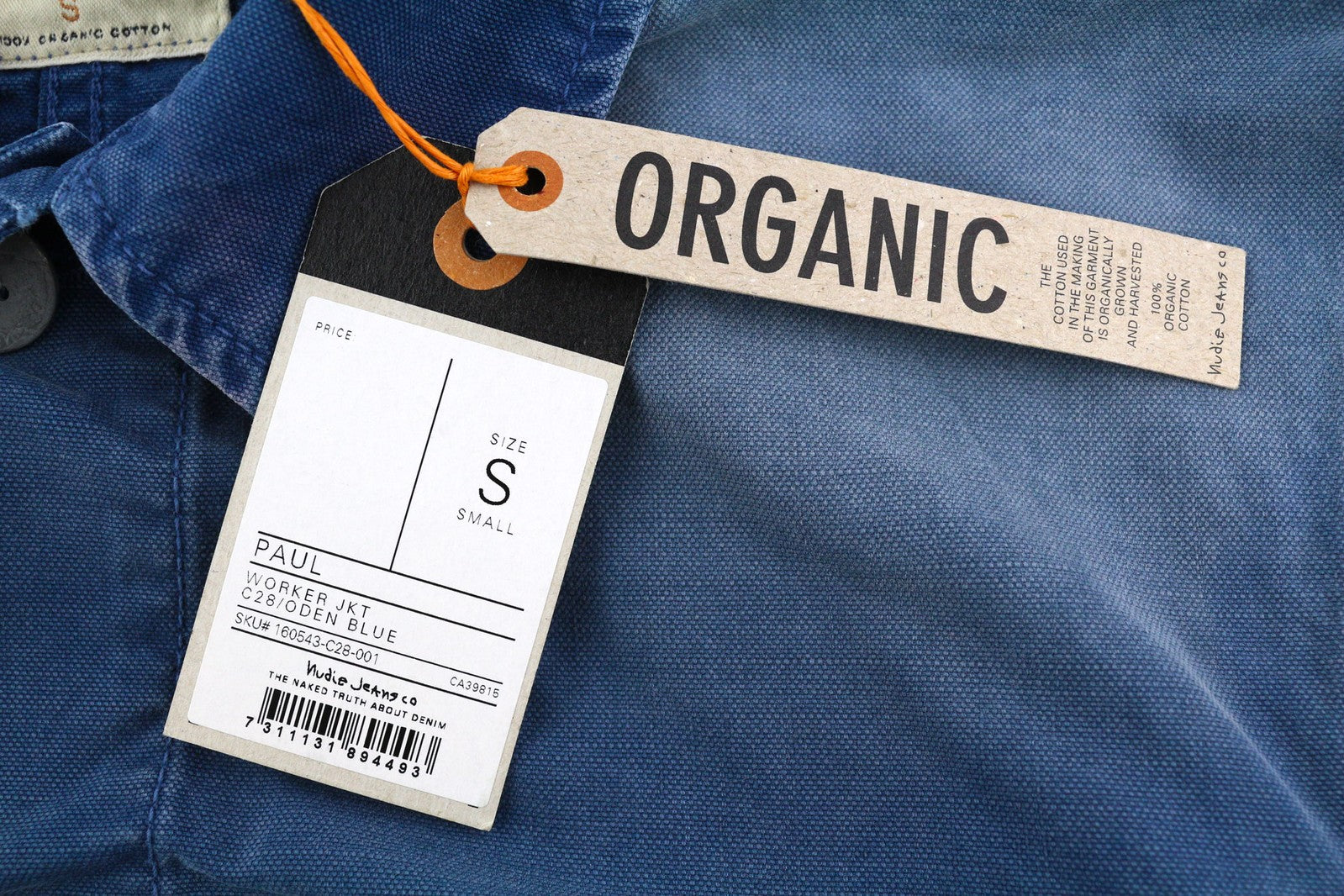 NUDIE Paul Mens Jacket S Worker Oden Blue Washed Buttoned Denim