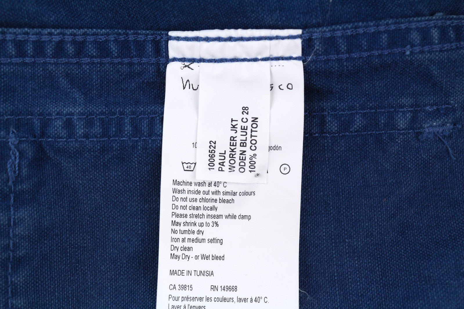 NUDIE Paul Mens Jacket S Worker Oden Blue Washed Buttoned Denim