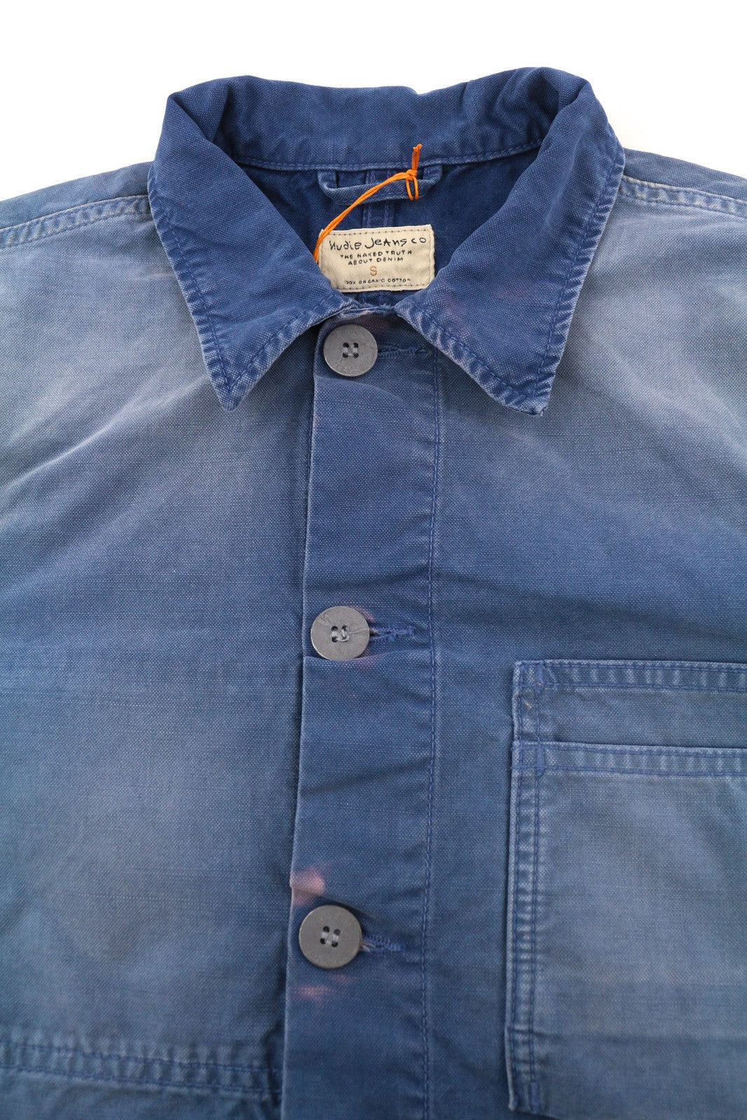 NUDIE Paul Mens Jacket S Worker Oden Blue Washed Buttoned Denim