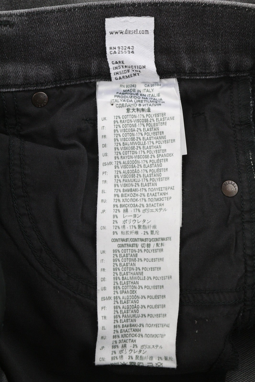 DIESEL D-Amny 009QE Mens Jeans W32/L32 Skinny  Stretchy Washed Black RRP€225