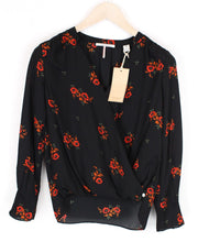 MAISON SCOTCH XS Women Floral Wrap Blouse Black Long Sleeved