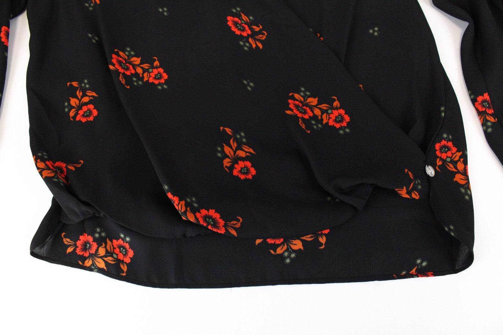 MAISON SCOTCH XS Women Floral Wrap Blouse Black Long Sleeved