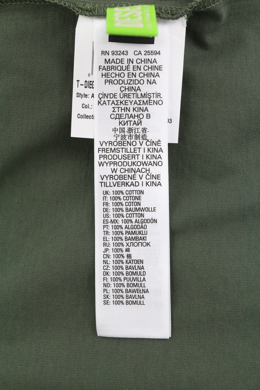 DIESEL T-Diegor-C3 Men T-Shirt L Short Sleeve Crew Neck Tricot Logo Dark Casual