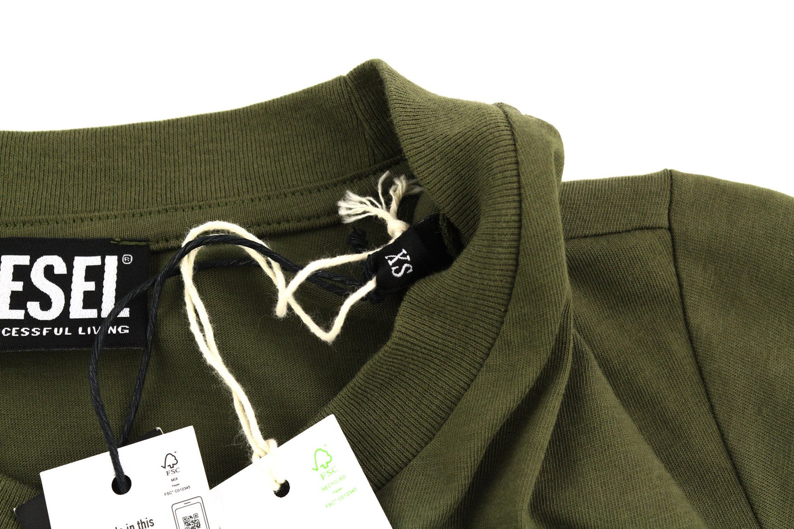 DIESEL T-Sily-K10 Women T-Shirt XS Short Sleeve Crew Neck Tricot Khaki Casual