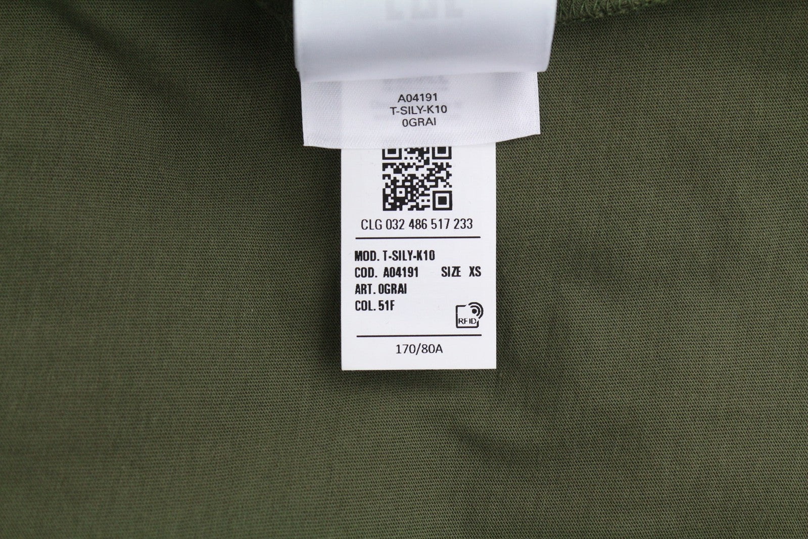 DIESEL T-Sily-K10 Women T-Shirt XS Short Sleeve Crew Neck Tricot Khaki Casual