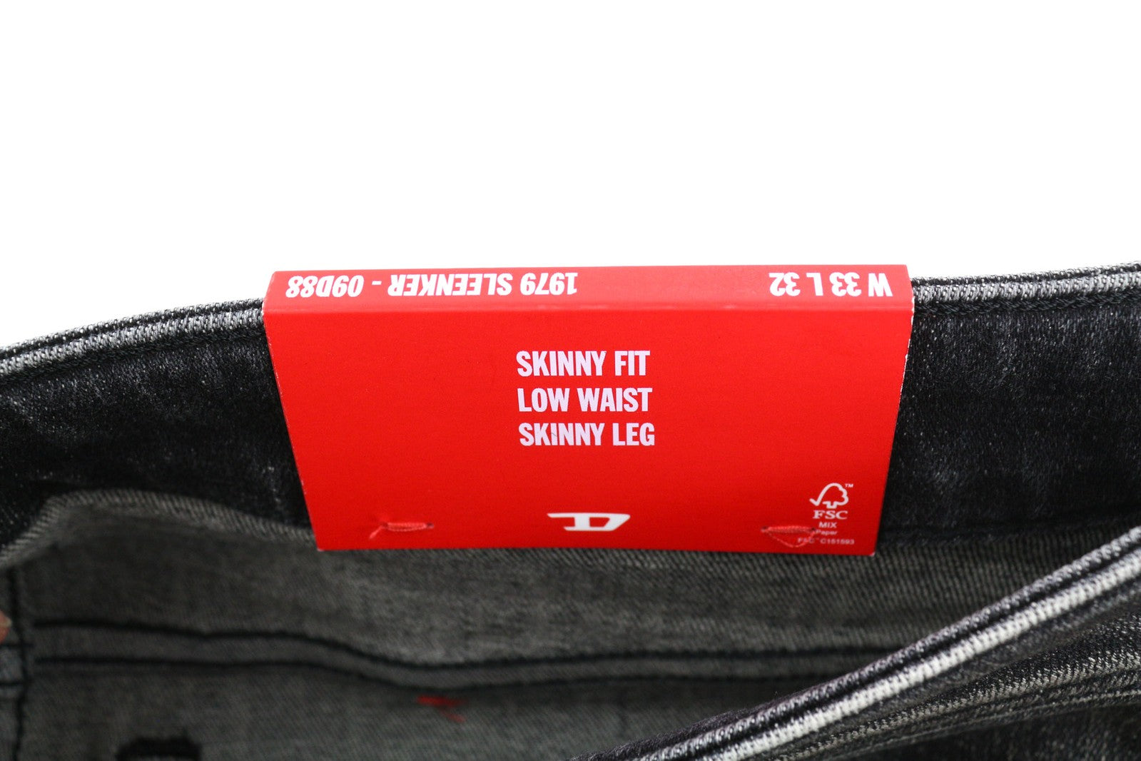 DIESEL Sleenker 09D88 Mens Jeans W33/L32 Low Waist Skinny  Washed Dark RRP€225