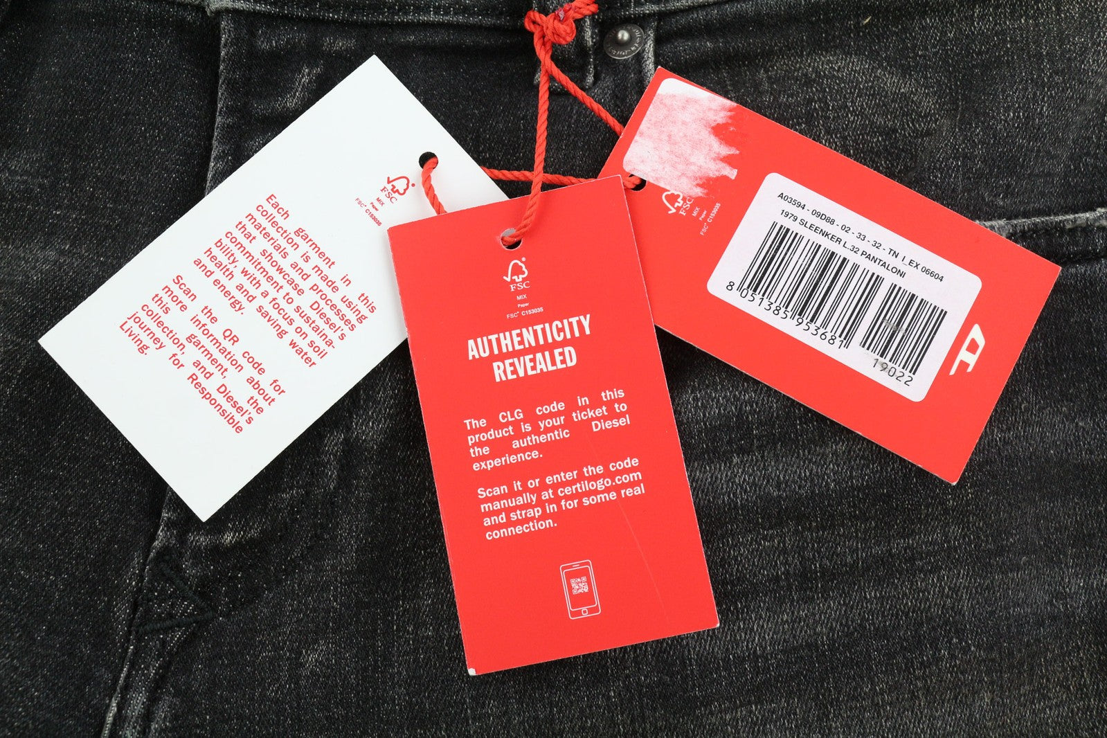 DIESEL Sleenker 09D88 Mens Jeans W33/L32 Low Waist Skinny  Washed Dark RRP€225