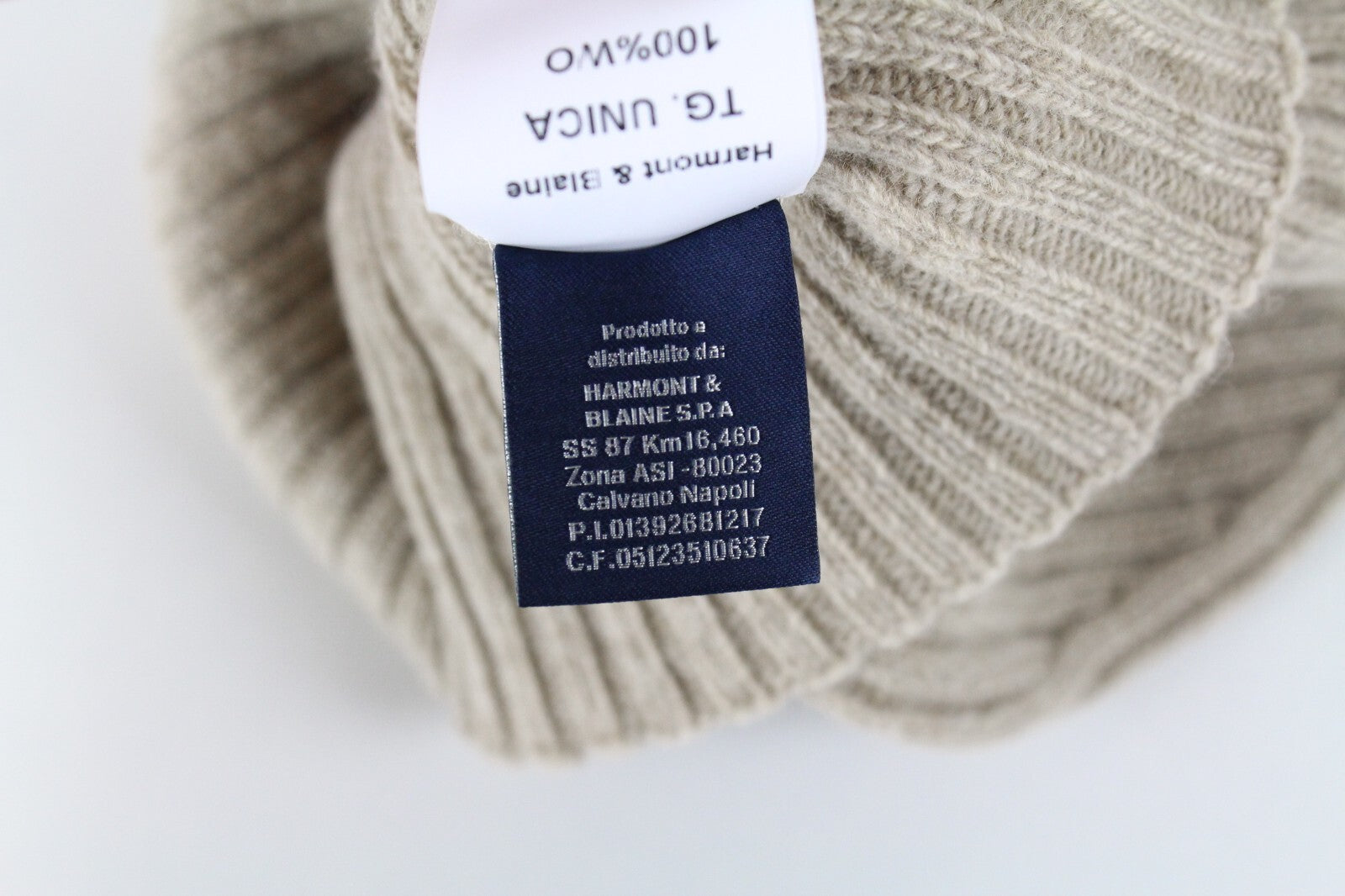 HARMONT & BLAINE Unisex Beanie OS Brown Wool Logo Knit Casual Hat