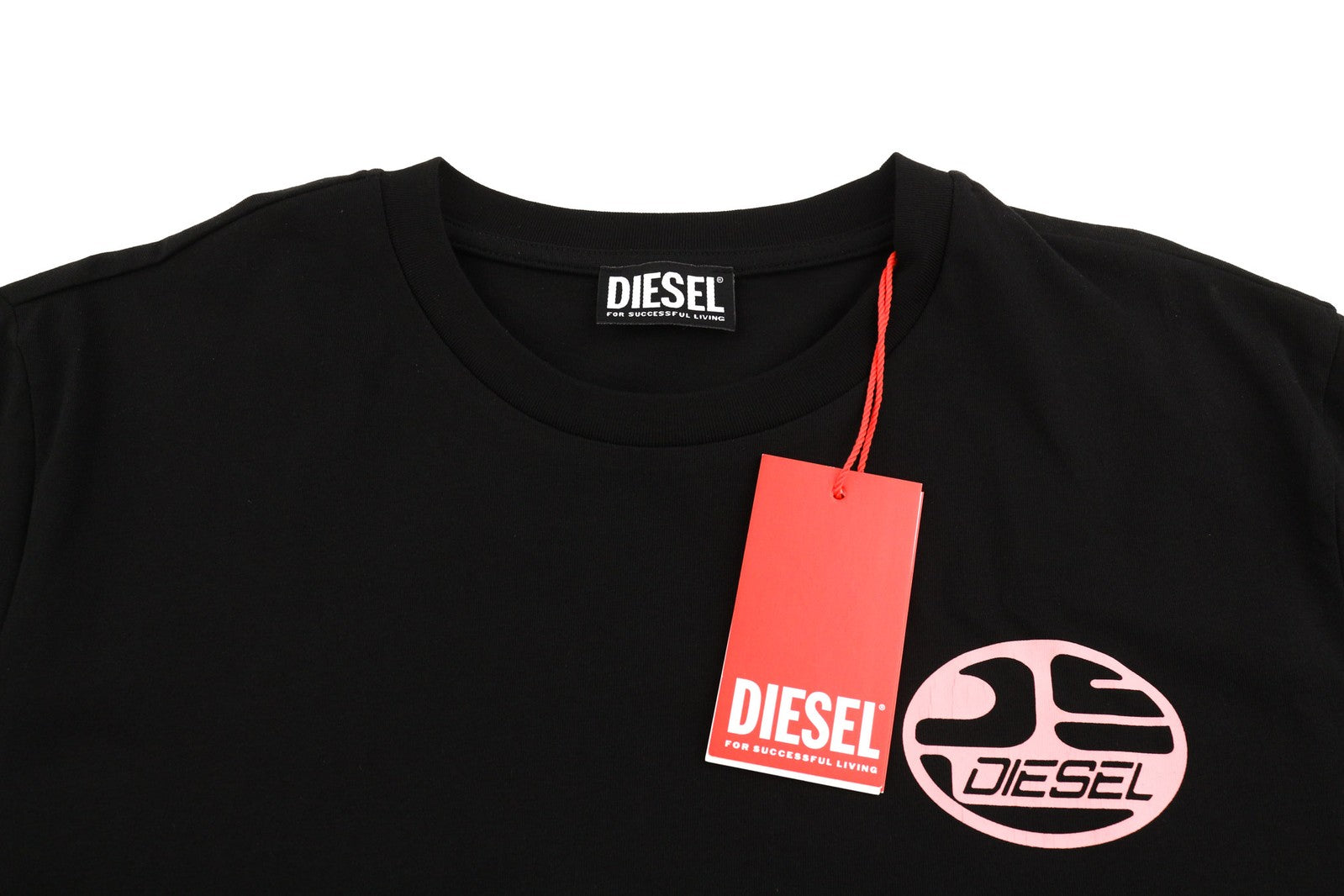 DIESEL T-Just-K2 Men T-Shirt L Short Sleeve Crew Neck Tricot Logo Black Casual