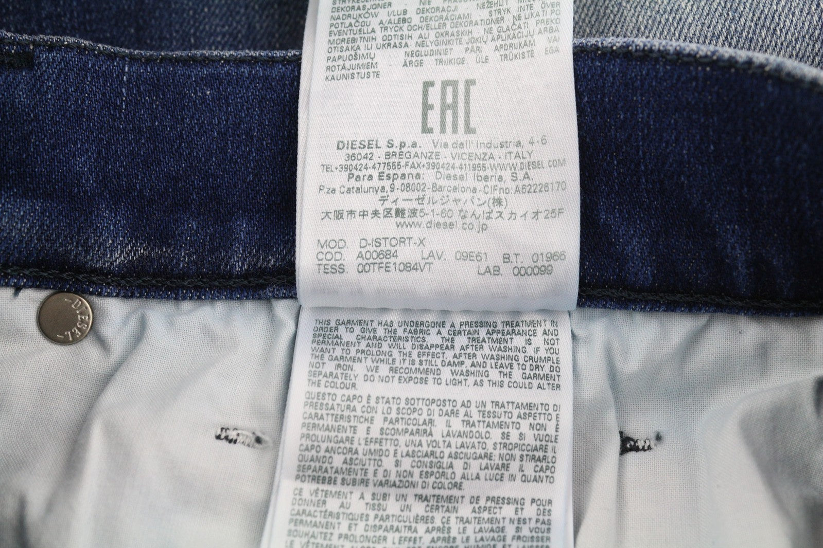 DIESEL D-Istort-X 09E61 Mens Jeans W32/L32 Mid Waist Skinny Distress Washed