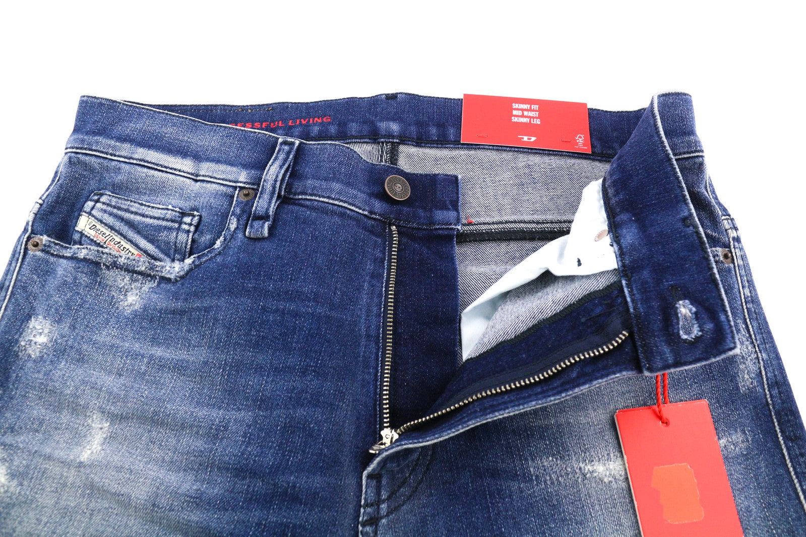 DIESEL D-Istort-X 09E61 Mens Jeans W32/L32 Mid Waist Skinny Distress Washed