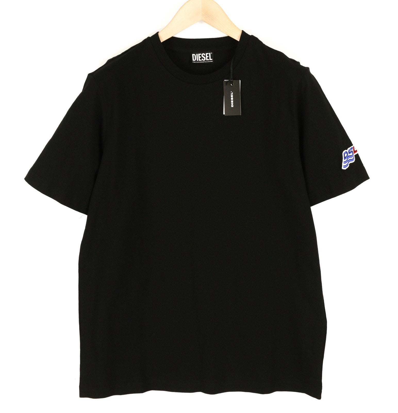 DIESEL T-Just-B67 Men T-Shirt M Short Sleeve Crew Neck Tricot Logo Black Casual