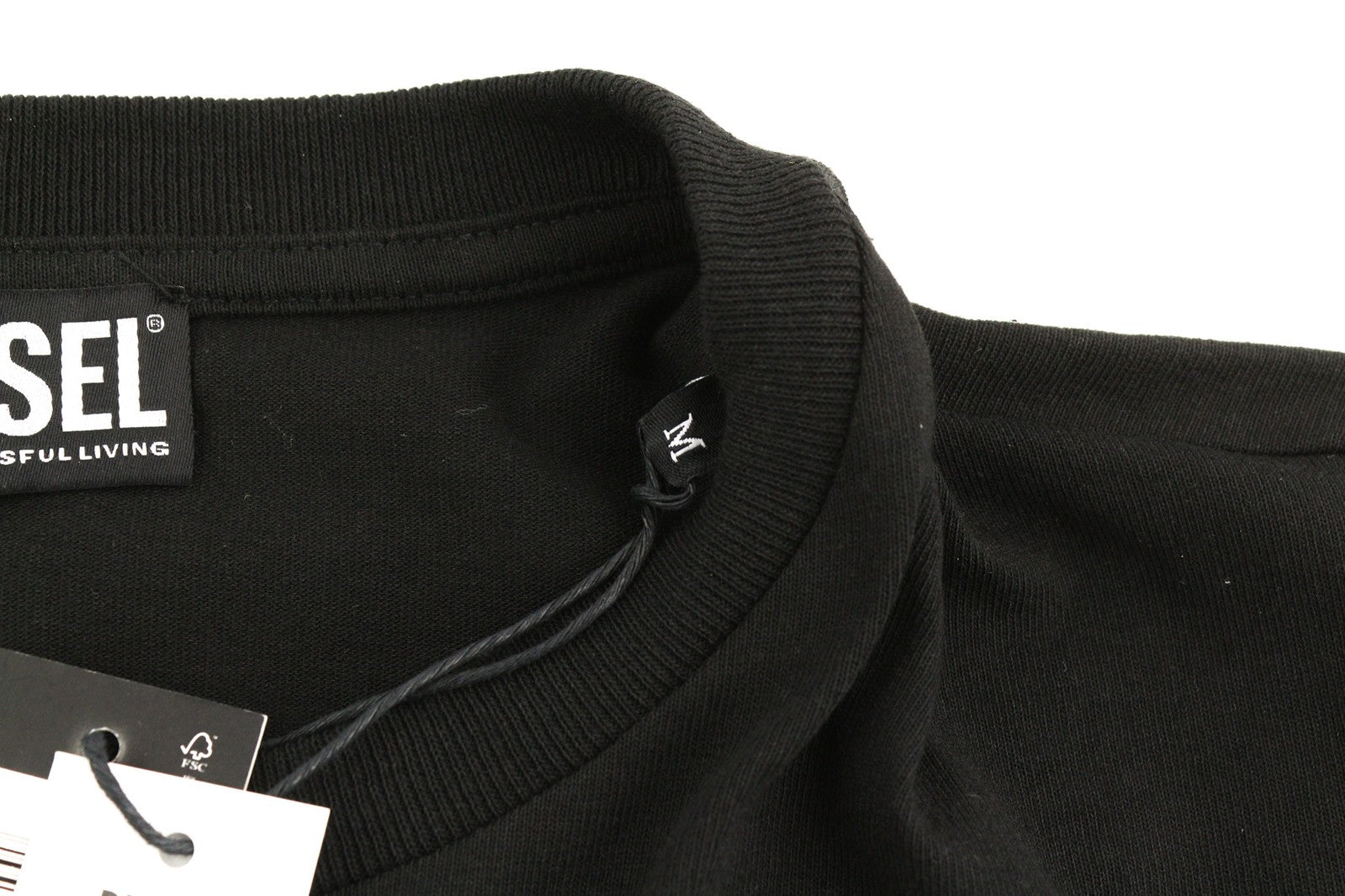 DIESEL T-Just-B67 Men T-Shirt M Short Sleeve Crew Neck Tricot Logo Black Casual