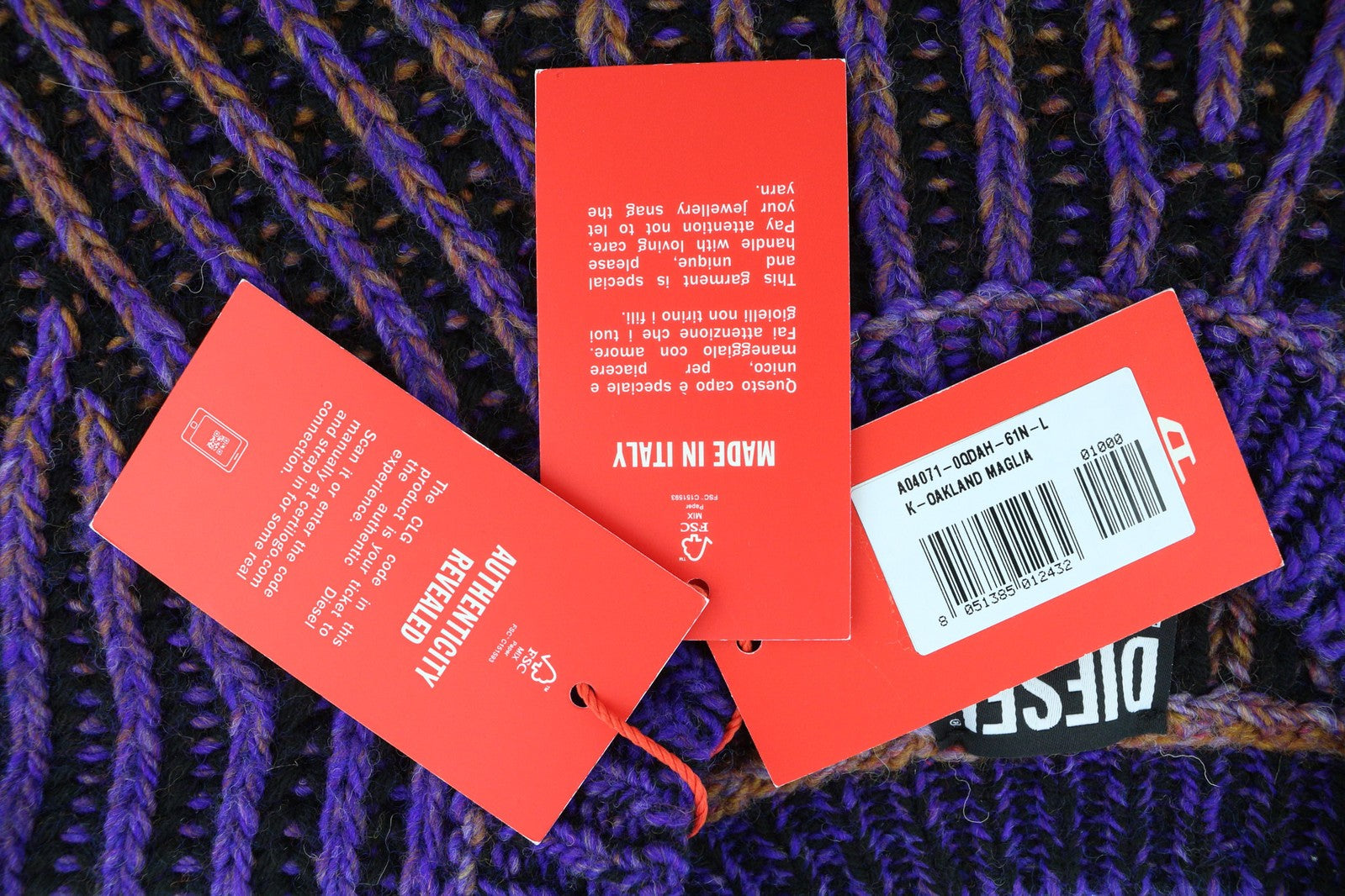 DIESEL K-Oakland Mens Jumper L Pullover Wool Blend Knitted Crew Neck RRP€225