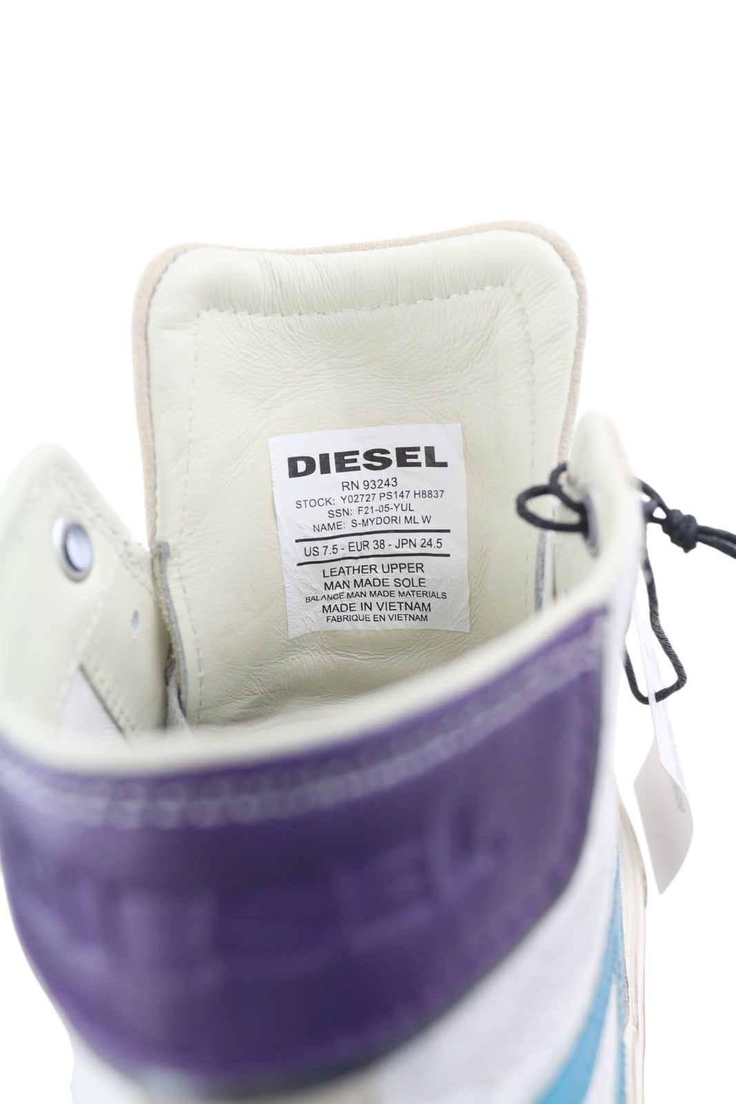 DIESEL S-Mydori ML W Women Sneakers EU38 White Leather Mid Top Laced RRP€220