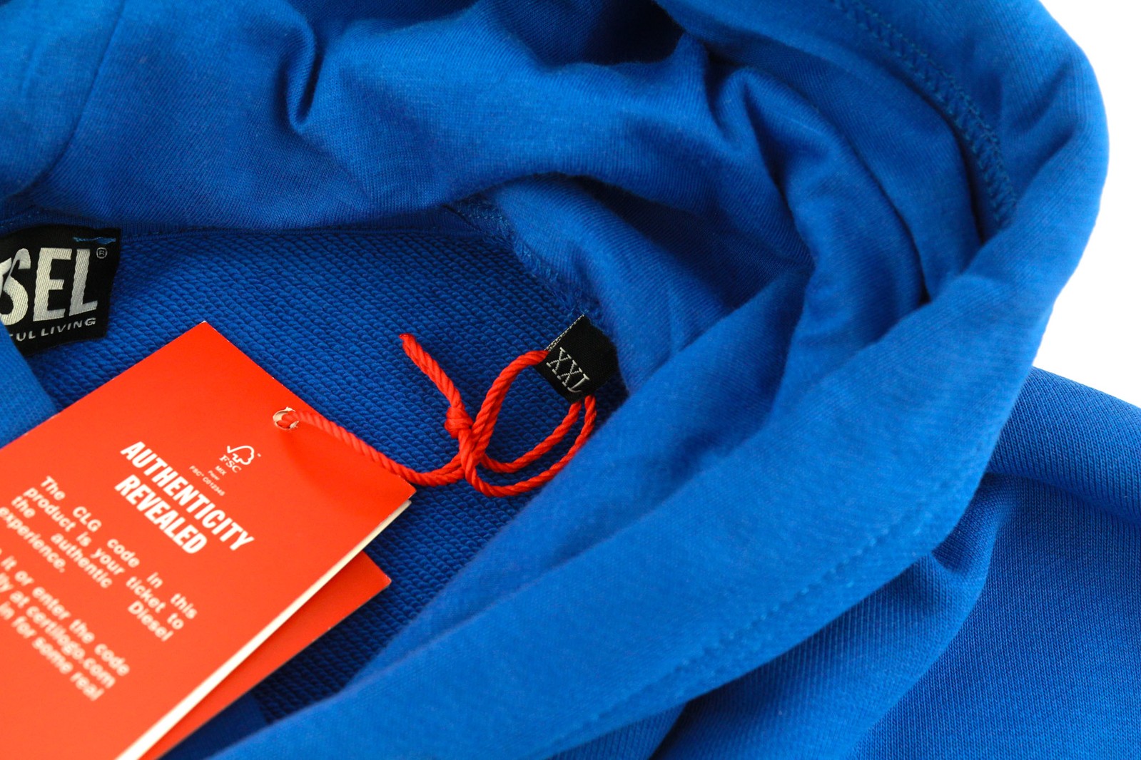 DIESEL S-Muster Mens Hoodie 2XL Blue Oversized Pullover Hooded Pocket RRP€150