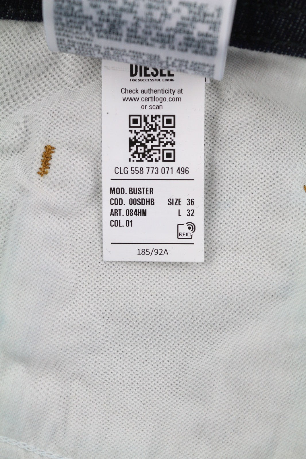 DIESEL Buster 084HN Mens Jeans W36/L32 Tapered Stretchy Buttoned Dark Blue