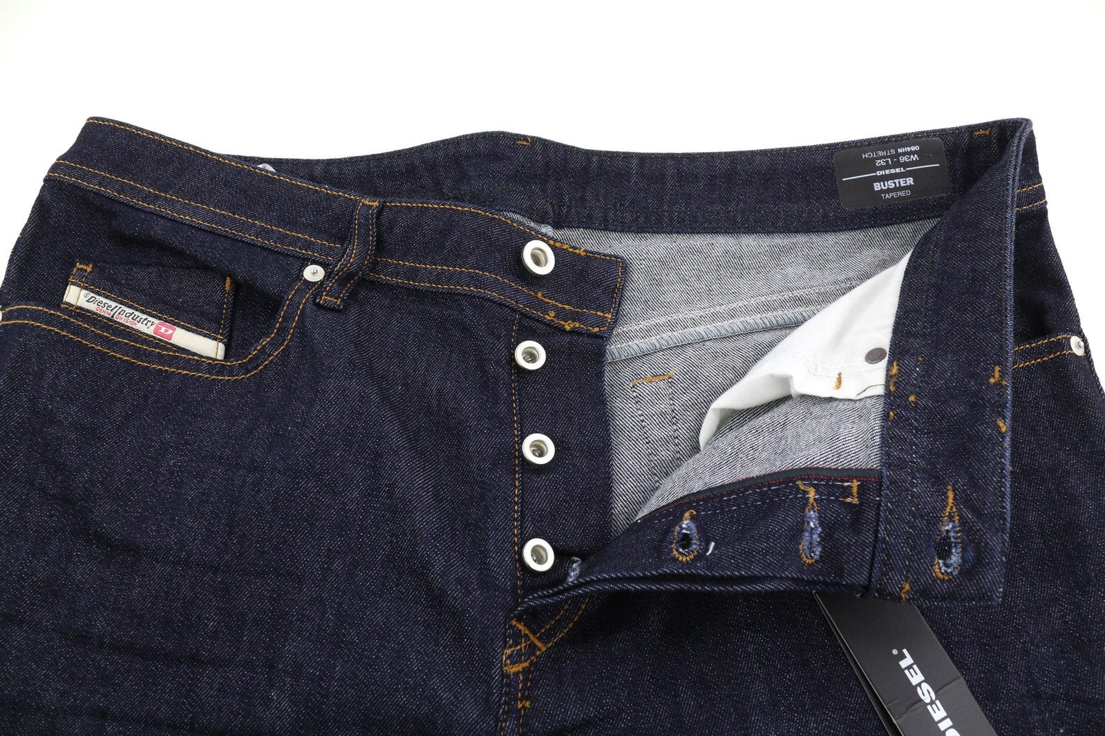 DIESEL Buster 084HN Mens Jeans W36/L32 Tapered Stretchy Buttoned Dark Blue