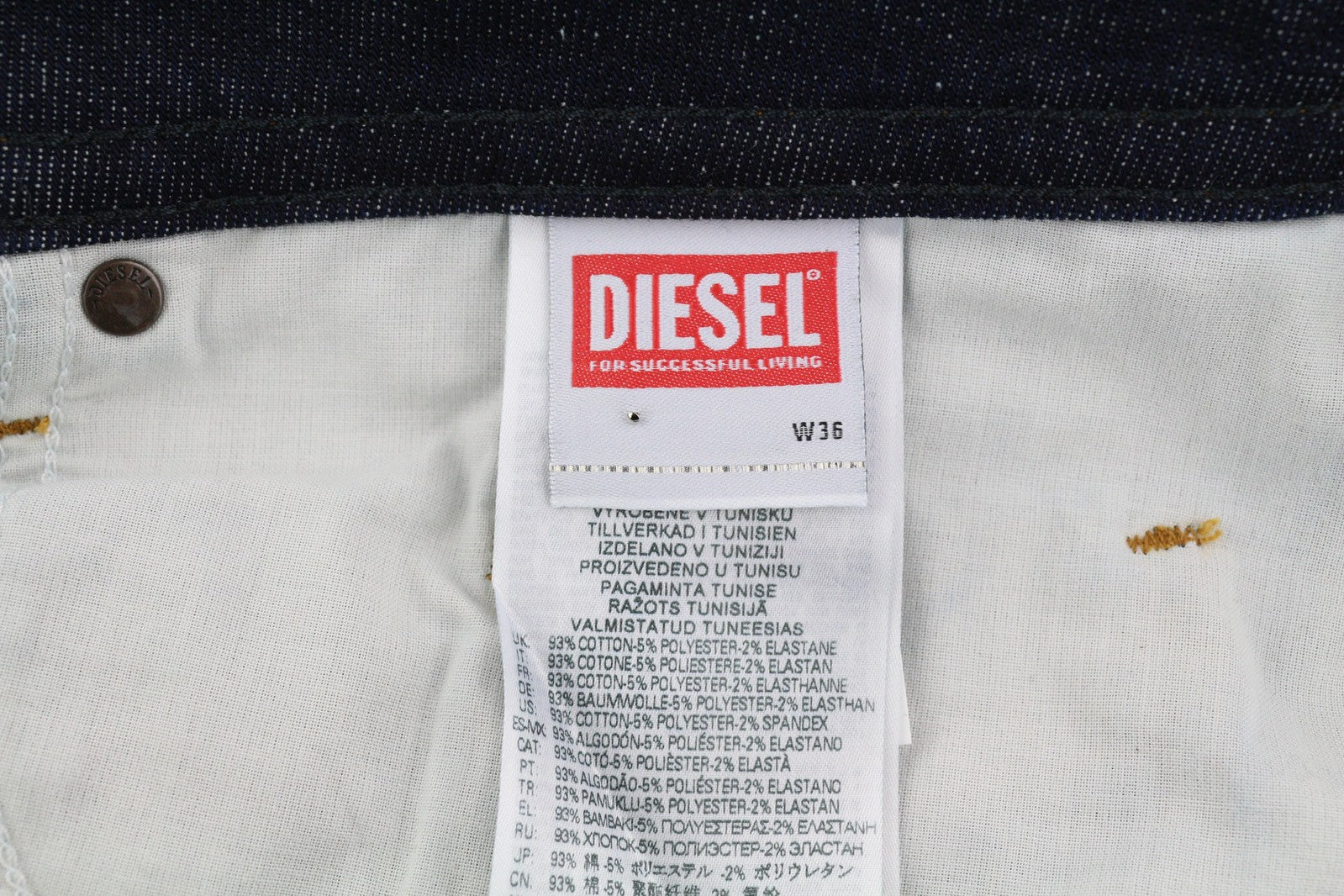 DIESEL Buster 084HN Mens Jeans W36/L32 Tapered Stretchy Buttoned Dark Blue