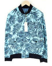 SCOTCH & SODA Reversible Jacket L Blue Cotton Linen Pattern Zip Men's Coat