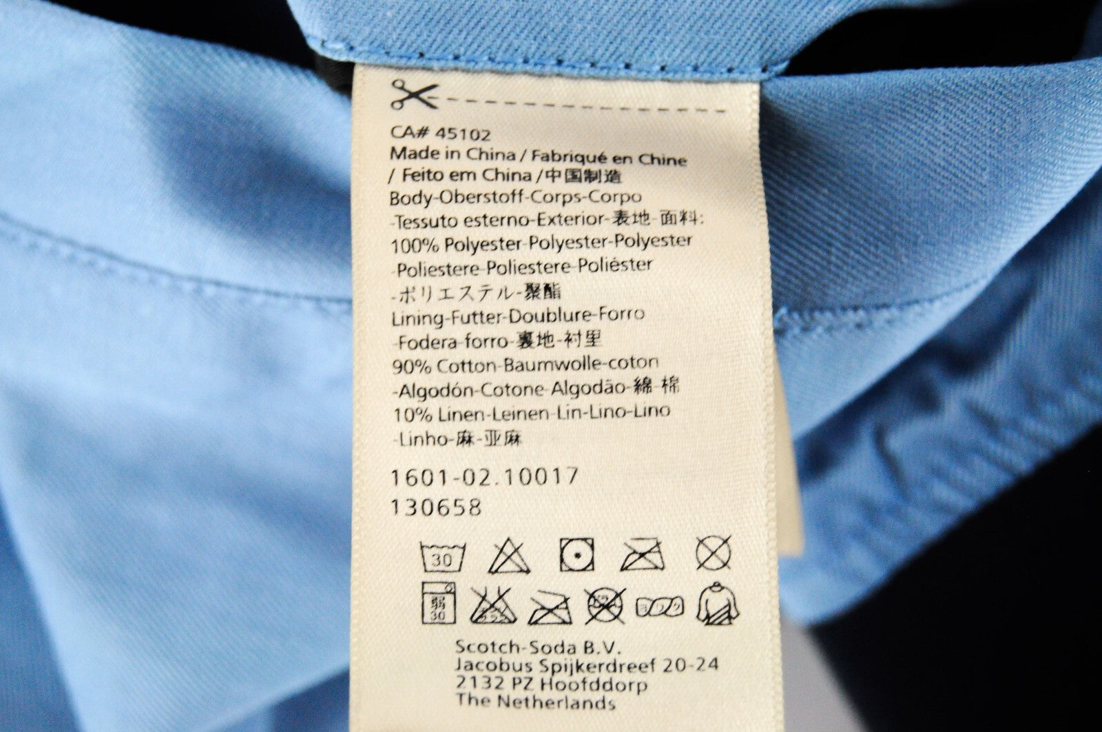 SCOTCH & SODA Reversible Jacket L Blue Cotton Linen Pattern Zip Men's Coat