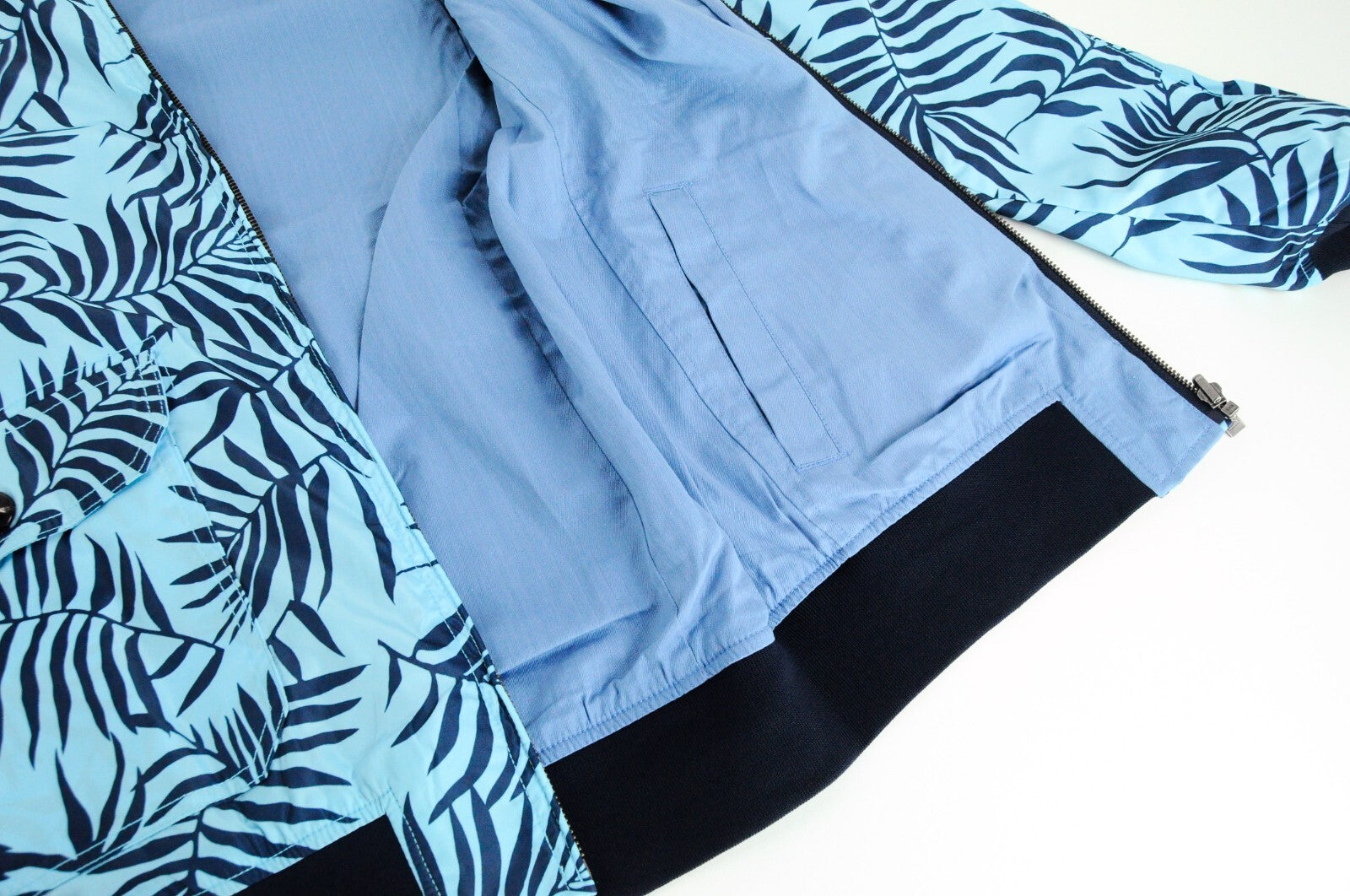 SCOTCH & SODA Reversible Jacket L Blue Cotton Linen Pattern Zip Men's Coat