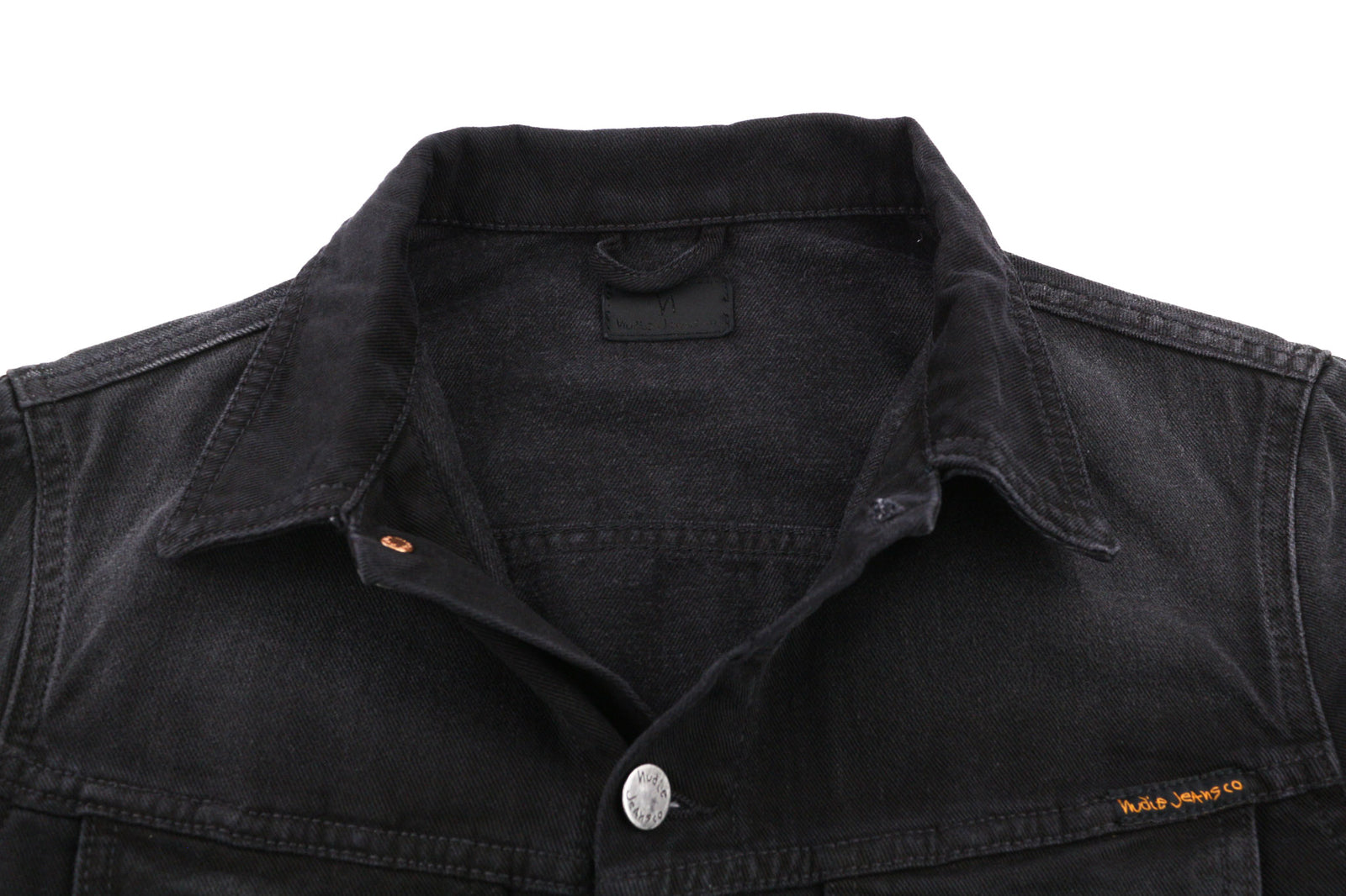 NUDIE JEANS Billy Men Jacket S Dark Shist Denim Buttons Spread Logo Pockets