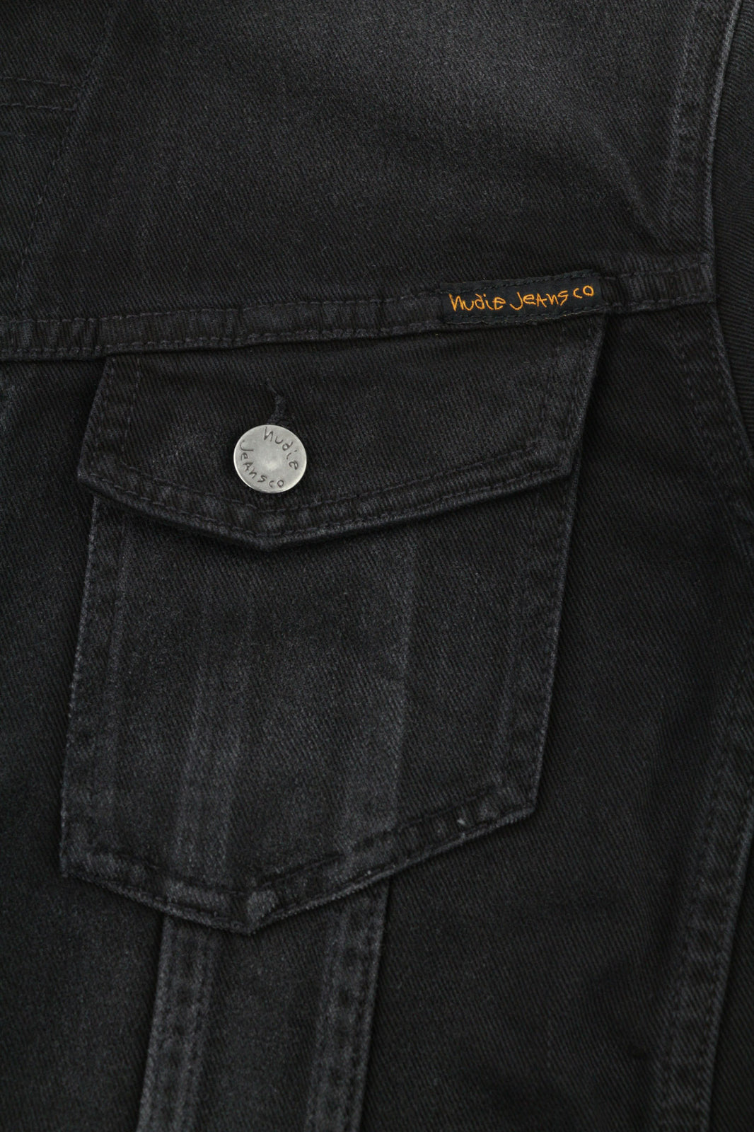 NUDIE JEANS Billy Men Jacket S Dark Shist Denim Buttons Spread Logo Pockets