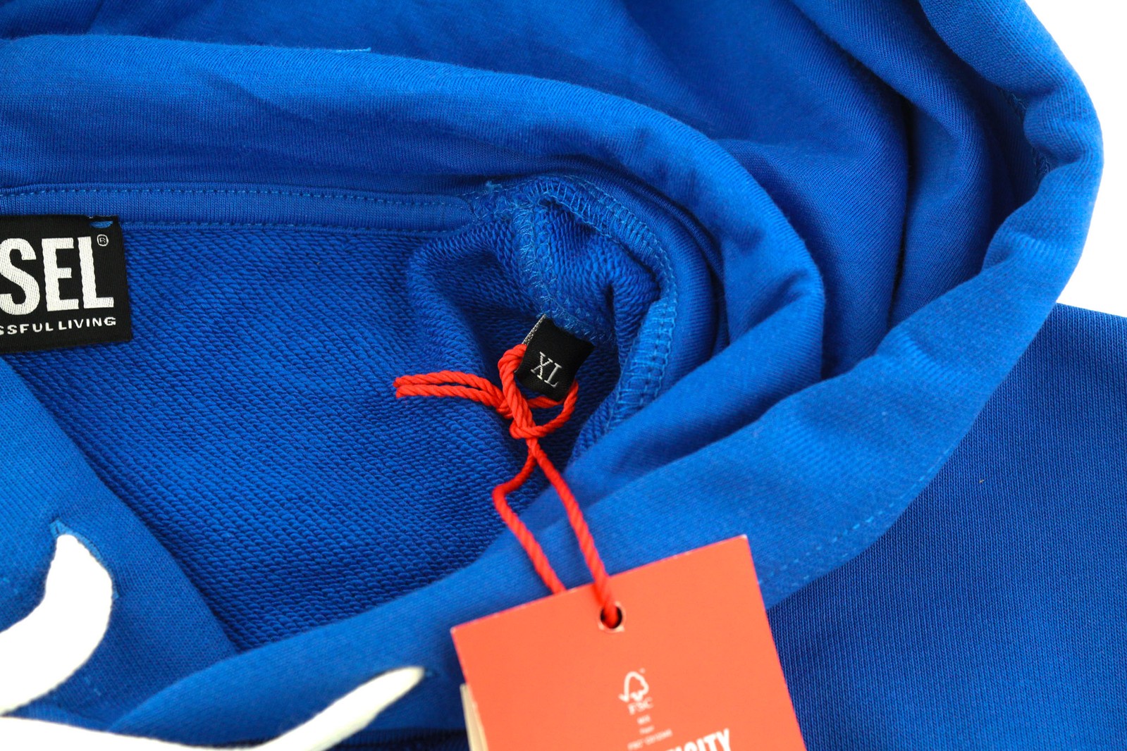 DIESEL S-Muster Mens Hoodie XL Blue Oversized Pullover Hooded Pocket RRP€150