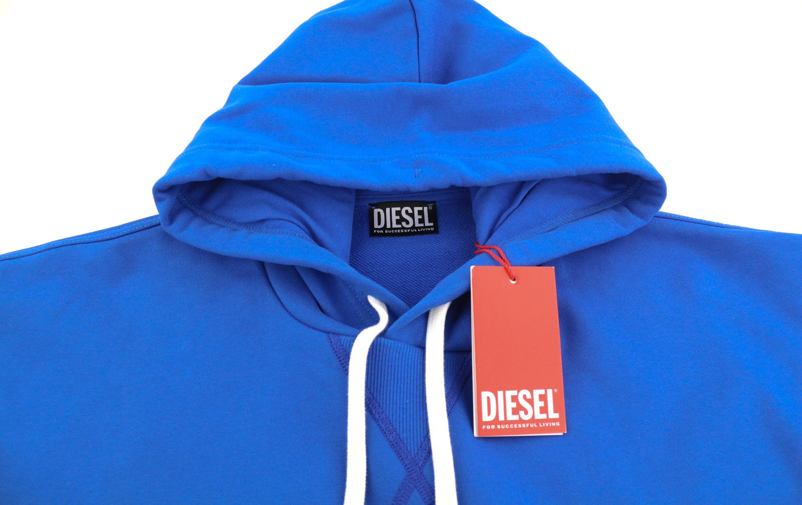 DIESEL S-Muster Mens Hoodie XL Blue Oversized Pullover Hooded Pocket RRP€150