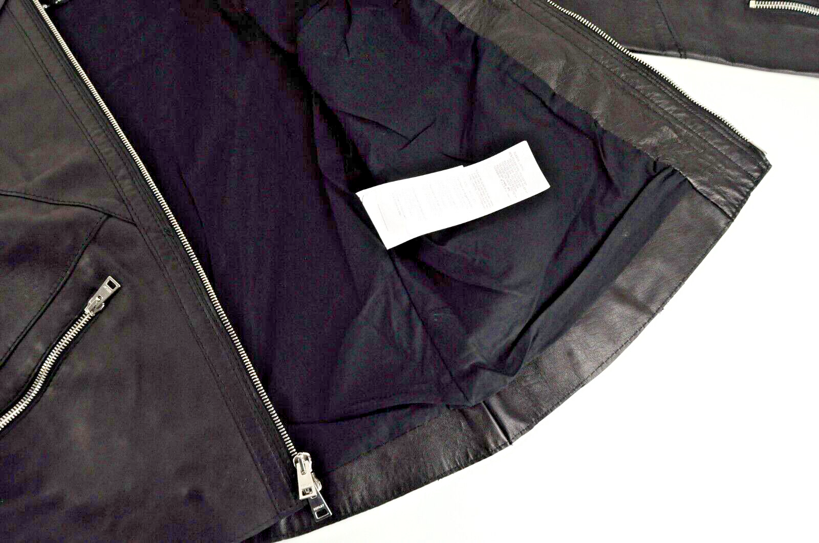 REPLAY Women Leather Jacket S Black Zipped Genuine Lambskin Long Sleeve