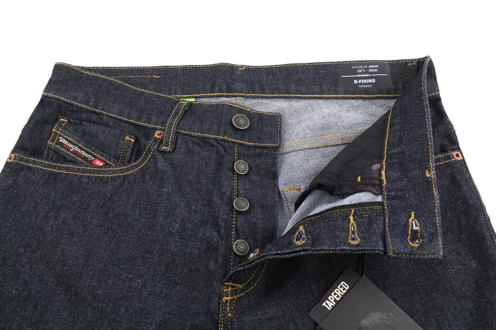 DIESEL D-Fining 009HF Men Jeans W30/L30 Tapered Fit Stretch Button Fly Dark