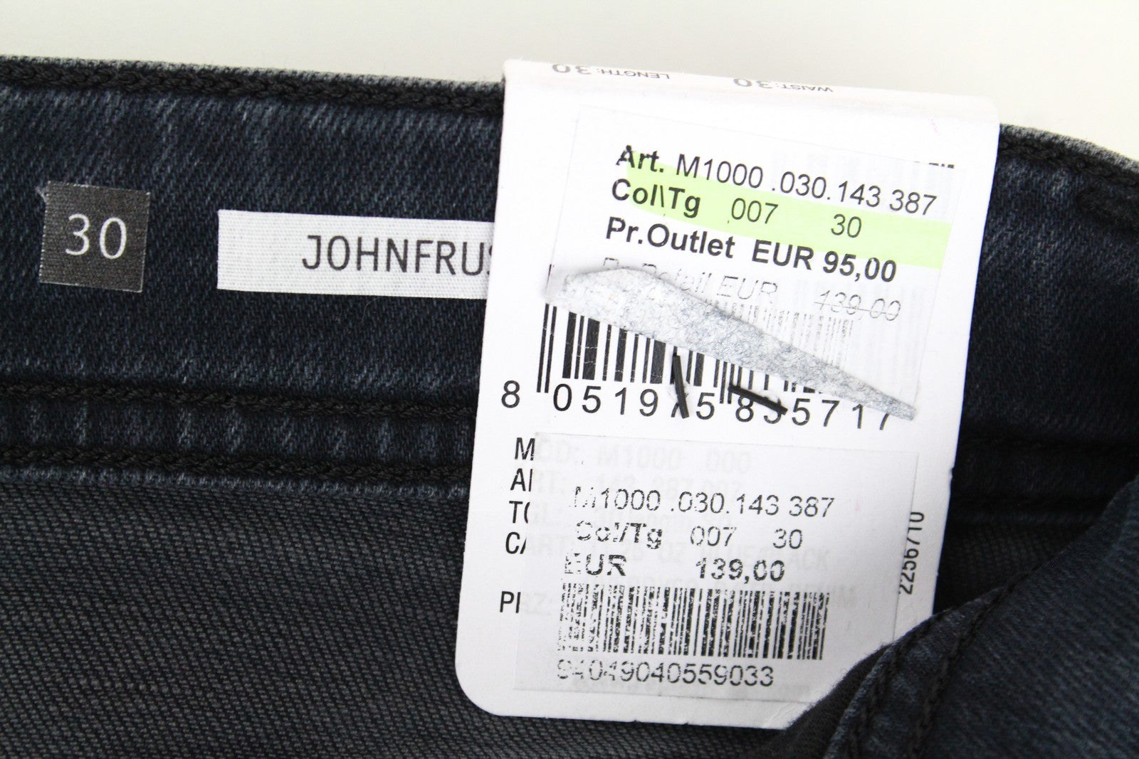REPLAY Johnfrus Men's Jeans W30/L30 Skinny Fit Cotton Stretch Dark Blue Washed