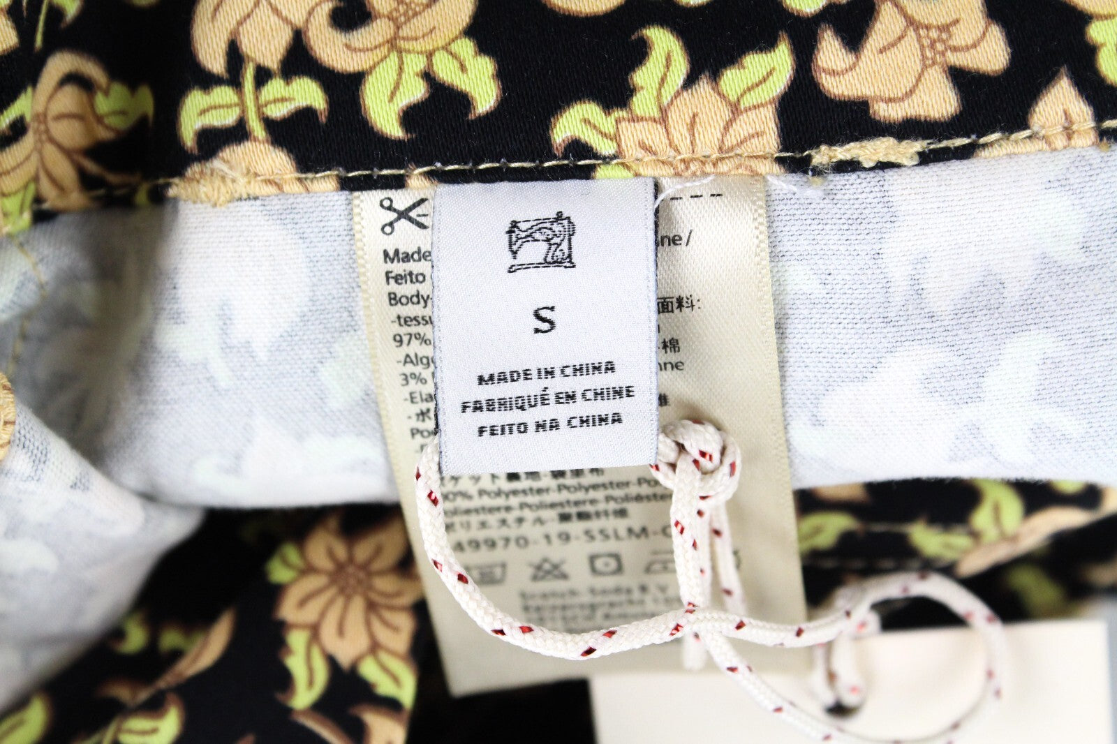 MAISON SCOTCH Women Black Floral Print Shorts S Zip Belted Cotton Stretch