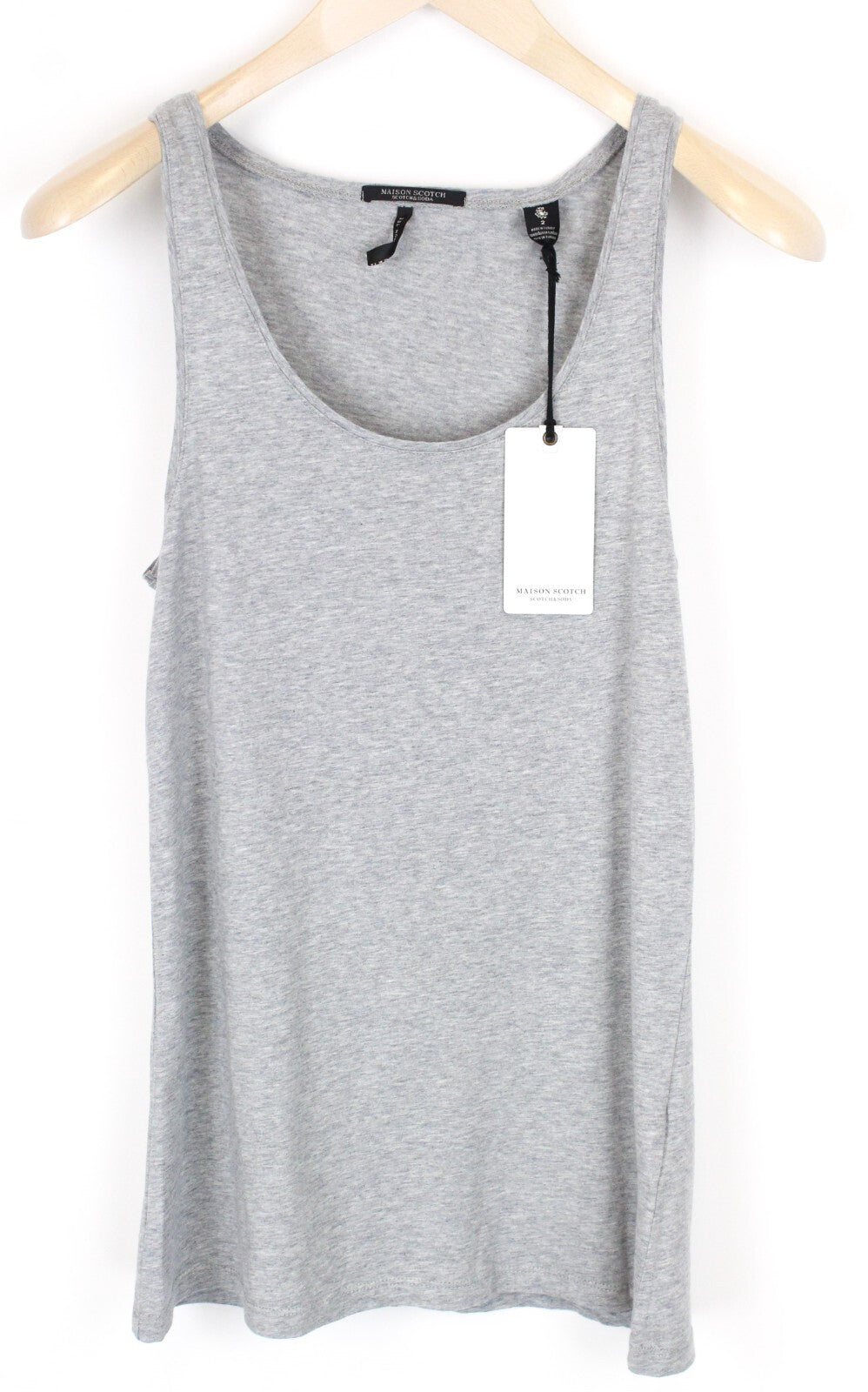 MAISON SCOTCH Women Tank Top M Grey Sleeveless Round Neck Pure Cotton