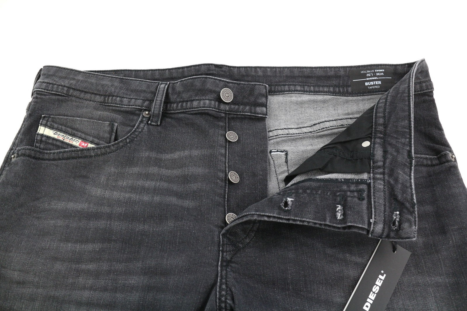 DIESEL Buster RM043 Mens Jeans W36/L32 Tapered Stretchy Button Fly Washed